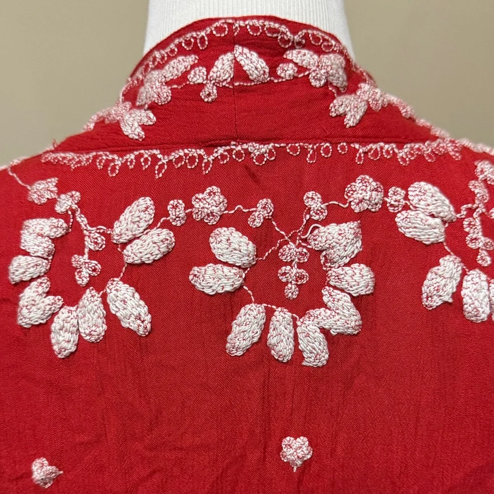 Free People Rock n Roll Red Maxi Boho Dress Size M pre-owned. - Picture 7 of 9